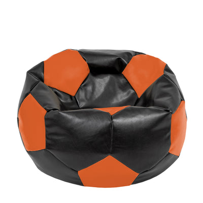 Fotoliu Puf Extra Ball - Imitatie Piele - Negru/Portocaliu