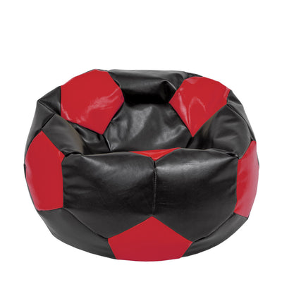 Fotoliu Puf Extra Ball - Imitatie Piele - Negru/Rosu