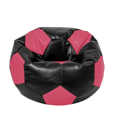 Fotoliu Puf Extra Ball - Imitatie Piele - Negru/Roz