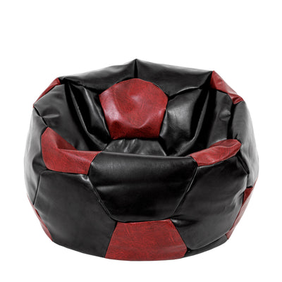 Fotoliu Puf Extra Ball - Imitatie Piele - Negru/Bordo