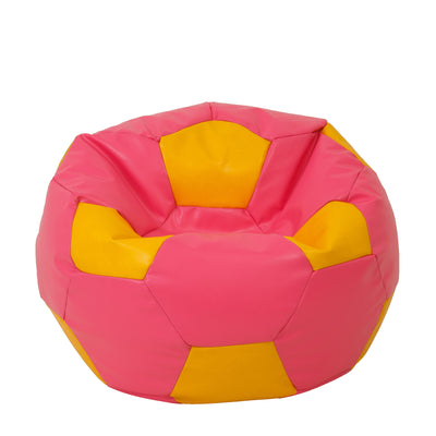 Fotoliu Puf Extra Ball - Imitatie Piele - Roz/Galben