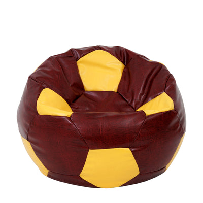 Fotoliu Puf Extra Ball - Imitatie Piele - Bordo/Galben