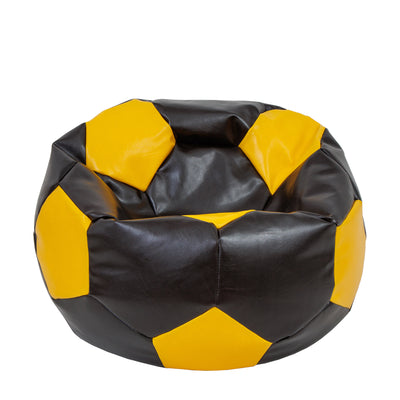 Fotoliu Puf Extra Ball - Imitatie Piele - Wenge/Galben