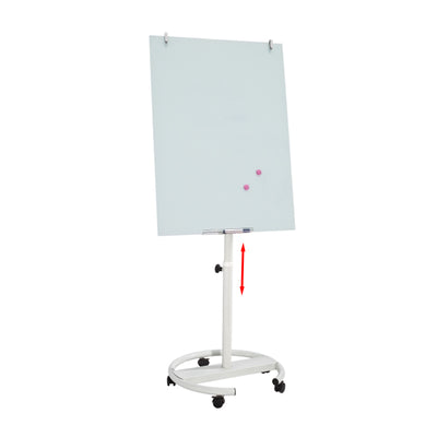 Flipchart Magnetic Din Sticla, Suport Mobil Rotund Cu 5 Rotile 70*100 Cm Evoffice