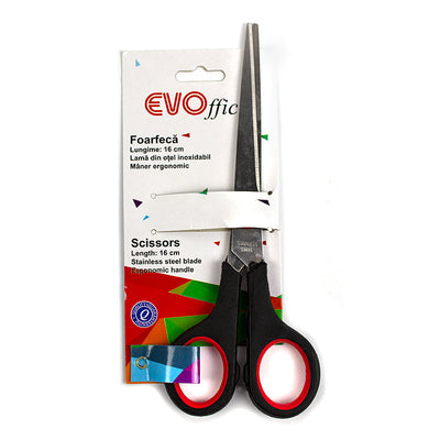 Foarfeca 16 Cm, Lama Din Otel, Cu Maner Rubber Grip Evoffice
