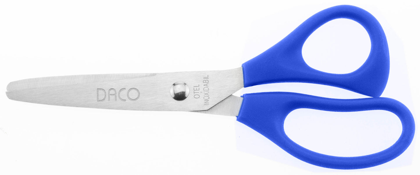Foarfecă de grădiniță Daco FF201 cu vârf rotunjit și lamă gradată, sigură pentru copii