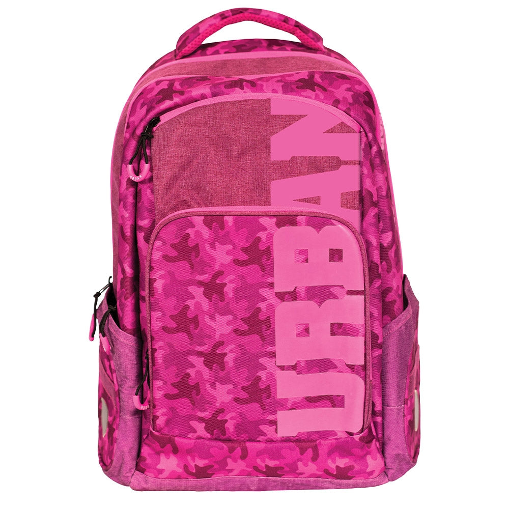 Ghiozdan anatomic pentru adolescenti S-COOL model Urban Purple Military 46 cm cu compartiment laptop spate respirabil cusaturi triple si baza rigida din spuma EVA