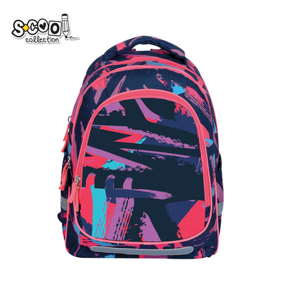 Ghiozdan anatomic ultra-usor fete S-COOL model Stripes 41 cm design premiat 2023 spate respirabil buzunar frontal protejat si benzi reflectorizante