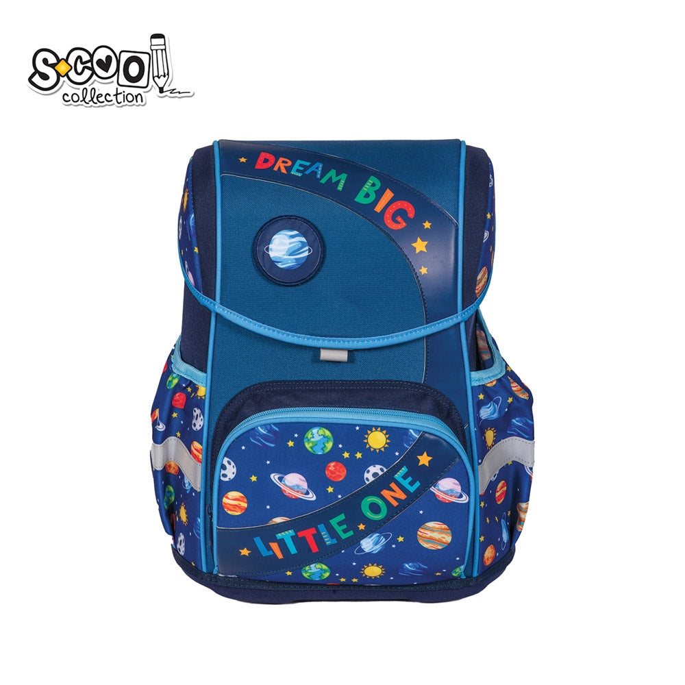 Ghiozdan anatomic premium baieti S-COOL Dream Big 42 cm sistem reglare inaltime XS-XL buzunar termoizolant mancare inchidere magnetica si baza EVA impermeabila
