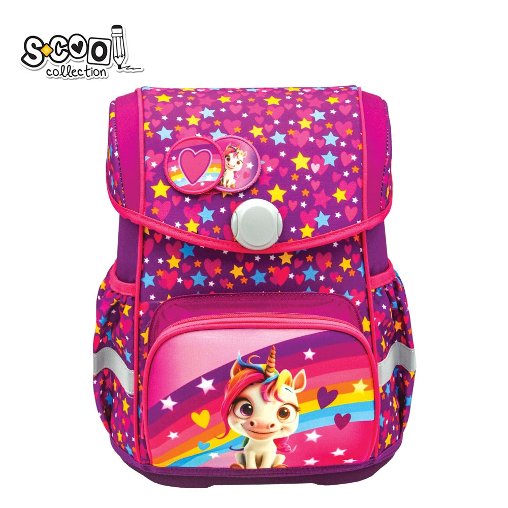 Ghiozdan anatomic premium fete S-Cool model Unicorn 42 cm buzunar termoizolant baza EVA impermeabila sistem reglare inaltime spate si curea talie