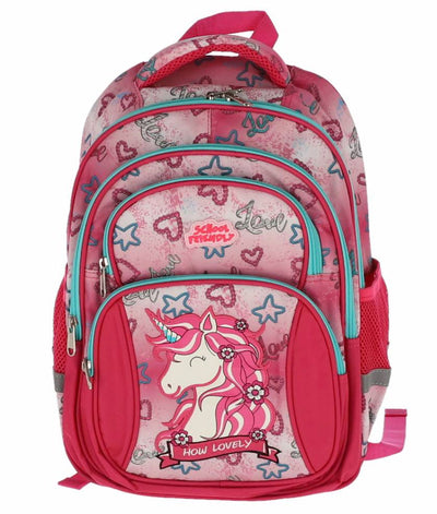 Ghiozdan Clasele 1-4 Unicorn Roz 4 Fermoare Pigna