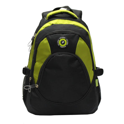 Ghiozdan adolescenti Ecada 61502 negru cu verde inaltime 46 cm 3 compartimente cu fermoar si bretele buretate
