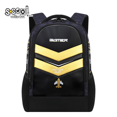 Ghiozdan ergonomic baieti S-COOL model Gamer Never Stop 40 cm cu carcasa 3d intarita material poliester 1000D organizator portchei si catarama pectorala