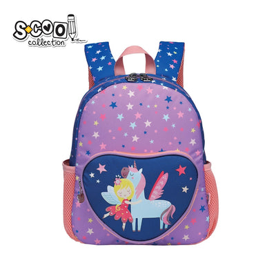 Ghiozdan gradinita 31x24x9 cm cu unicorn si benzi reflectorizante S-Cool pentru copii.