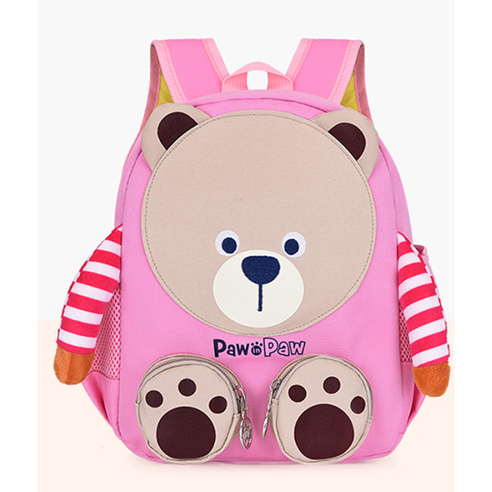 Ghiozdan gradinita fete Pigna model ursulet roz cu un compartiment principal cu fermoar bretele ajustabile si design magic 30 cm
