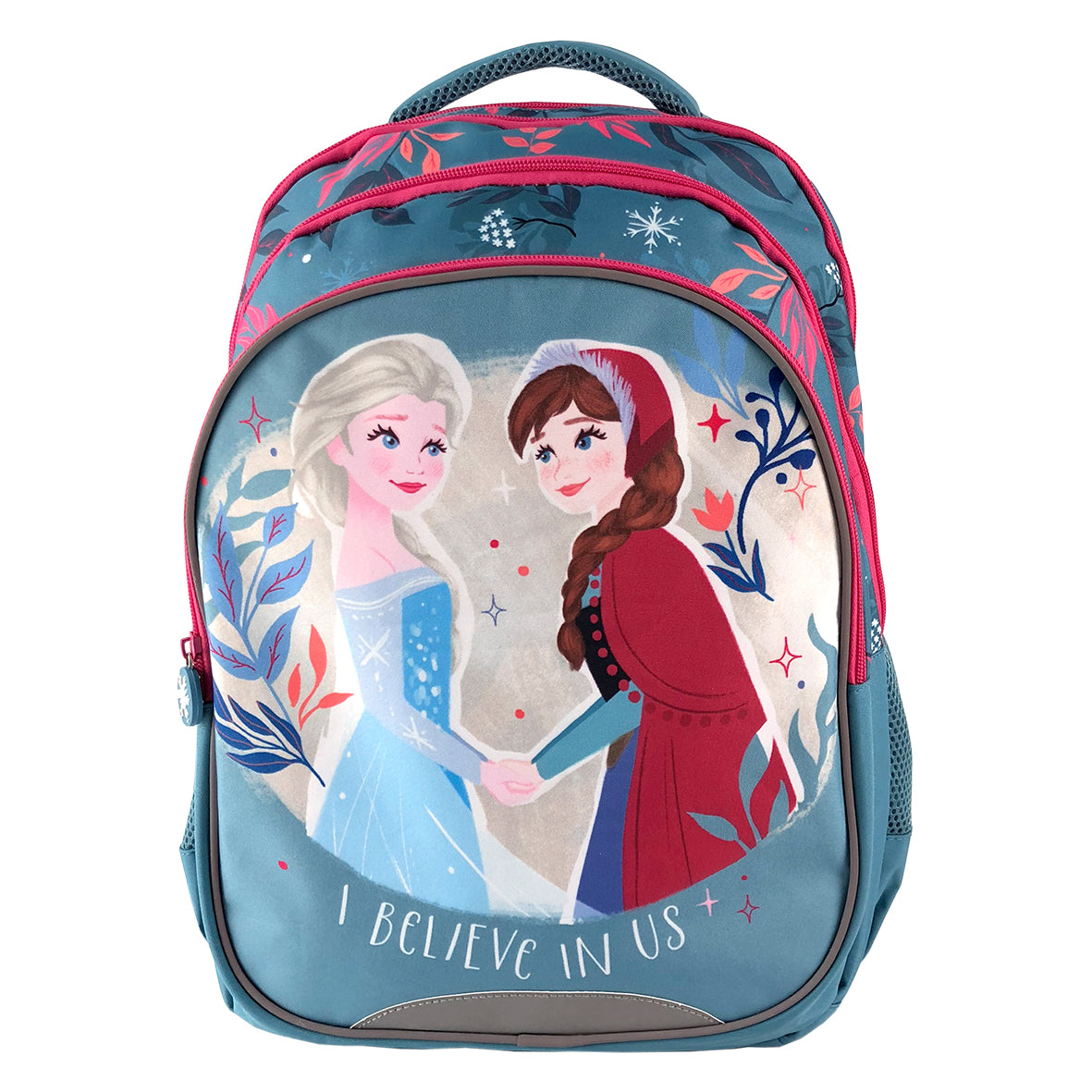 Ghiozdan scolar Pigna model Frozen albastru pal pentru fete clasele 1-4 cu 3 compartimente cu fermoar bretele buretate si interior captusit