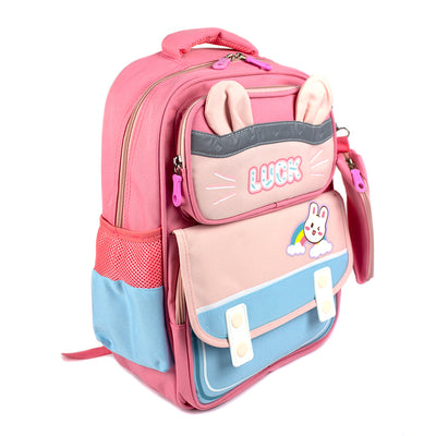 Ghiozdan școlar Luck pentru fete 41x29x16 cm cu 3 compartimente și penar etui inclus
