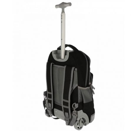 Ghiozdan troller scolar Pigna model Strong negru 48 cm cu maner telescopic roti rezistente si compartimente multiple pentru rechizite