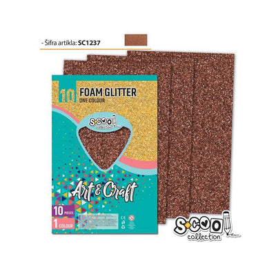 Hartie Buretata, Adeziva, Glitter, Maro 10 Buc/Set, 20X30 Cm - S-Cool