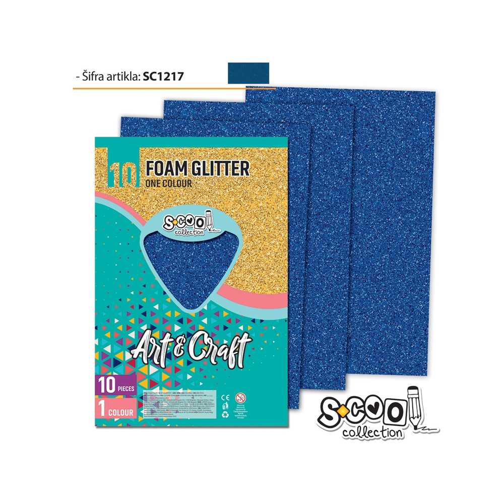 Hartie Buretata, Glitter, Albastra, 10 Buc/Set, 20X30 Cm - S-Cool