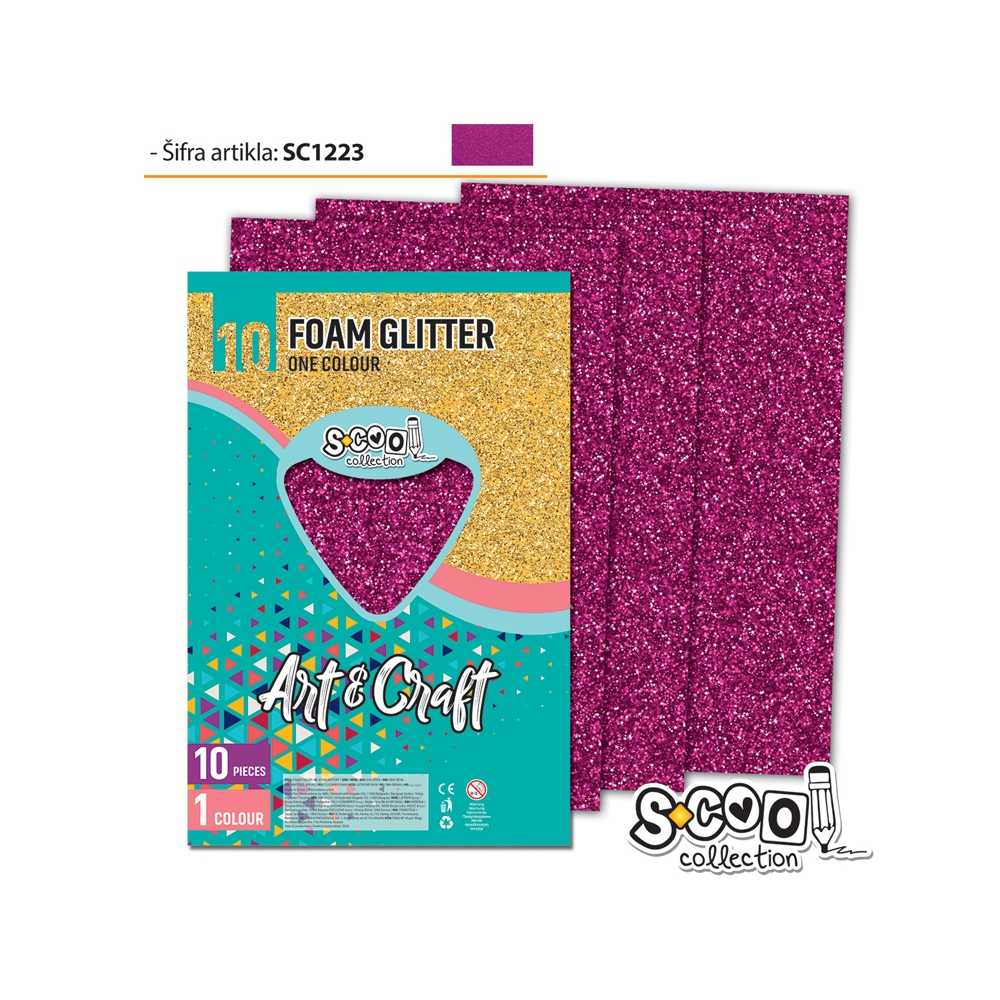 Hartie Buretata, Glitter, Purpuriu, 10 Buc/Set, 20X30 Cm - S-Cool