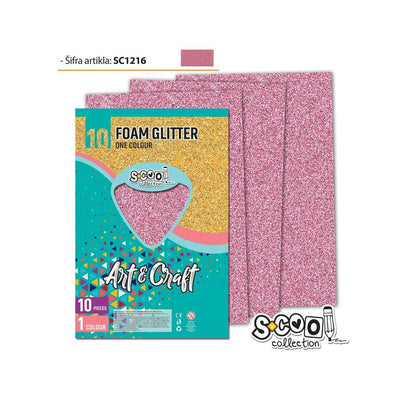 Hartie Buretata, Glitter, Roz, 10 Buc/Set, 20X30 Cm - S-Cool
