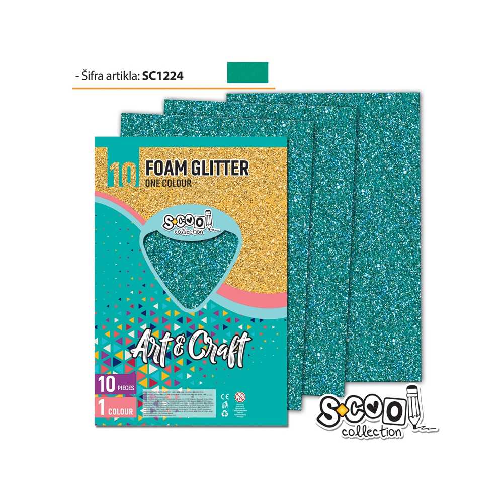 Hartie Buretata, Glitter, Verde, 10 Buc/Set, 20X30 Cm - S-Cool
