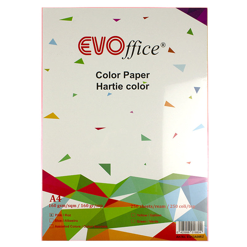 Carton Roz Pastel A4, 160 G/Mp, 250 Coli/Top Evoffice
