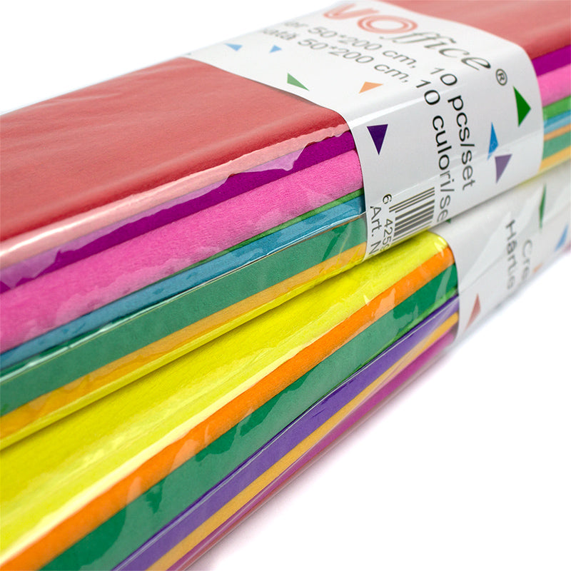 Hartie Creponata 50*200 Cm, 10 Culori/Set Evoffice