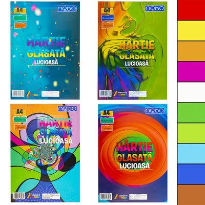 Hartie Glasata A4, Lucioasa, 10 Culori/Set - Nebo
