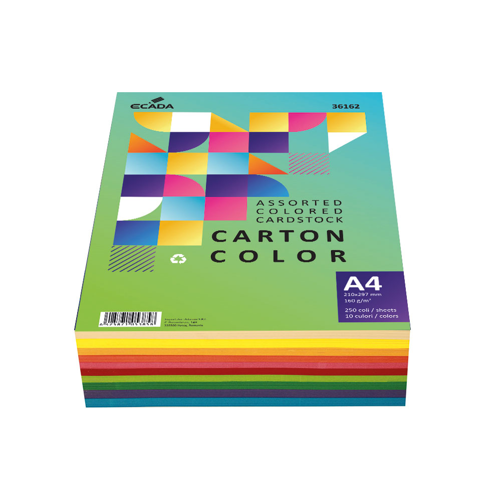 Carton Colorat 160G/Mp A4 250Coli 10 Cul. Ecada 36162