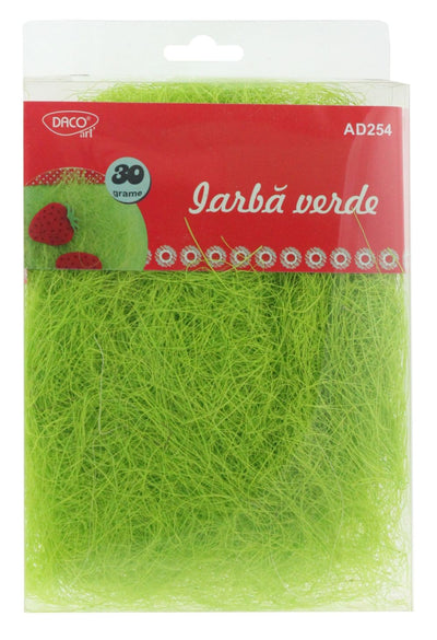 Iarbă decorativă din sisal verde intens Dacoart, 30g, ideală pentru machete, aranjamente florale și decoruri tematice handmade