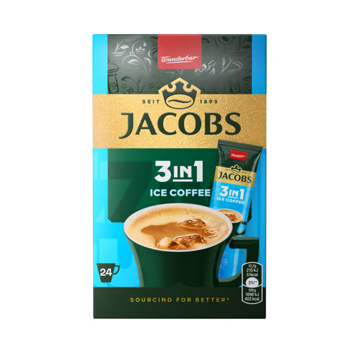 Cafea solubila Jacobs 3in1 Ice Coffee, 24 plicuri x 12.7 g