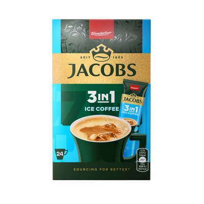 Cafea solubila Jacobs 3in1 Ice Coffee, 24 plicuri x 12.7 g