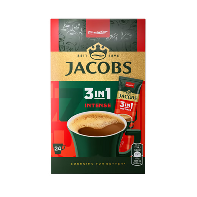 Cafea solubila Jacobs 3in1 Intense, 24 plicuri x 11.1 g