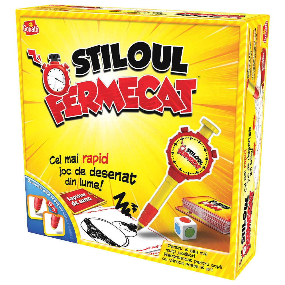 Joc de societate Stiloul Fermecat Goliath Blackfire cu stilou cronometru și provocări de desen pentru petreceri