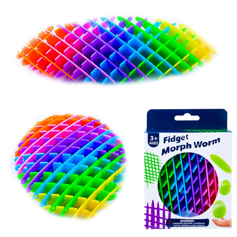 Jucarie Antistres - Morph Worm, 10X24 Cm, Curcubeu, In Cutie