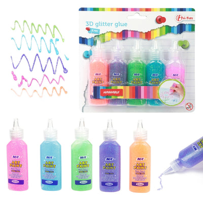 Lipici Glitter 3D, 5 Culori/Set - Toi-Toys