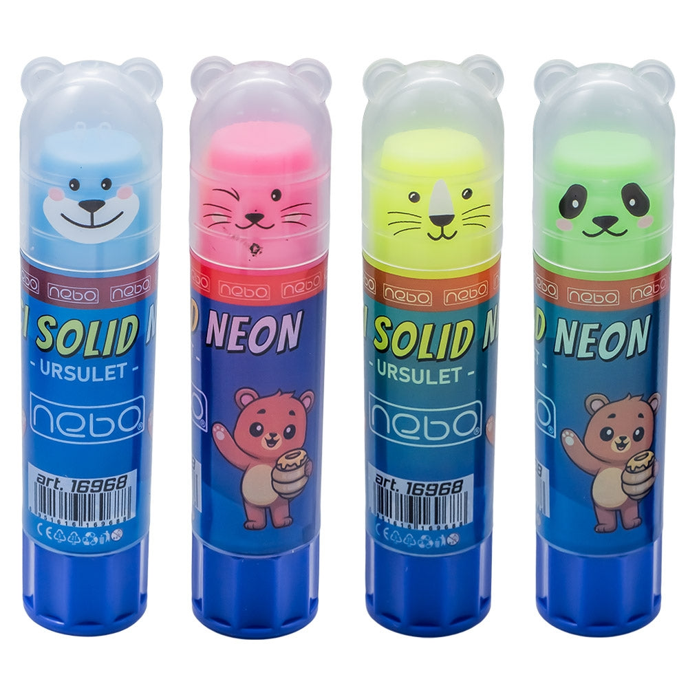 Lipici solid, Neon, set 4x8g, Ursulet - NEBO