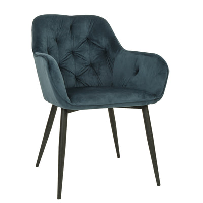 Scaun Luna - Cadru Negru - Catifea Albastru