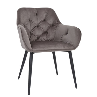 Scaun Luna - Cadru Negru - Catifea Gri