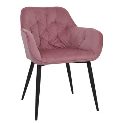 Scaun Luna - Cadru Negru - Catifea Roz