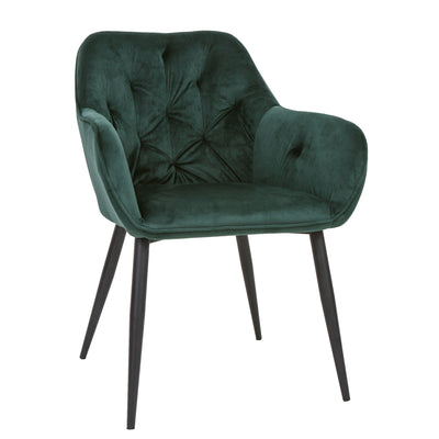 Scaun Luna - Cadru Negru - Catifea Verde