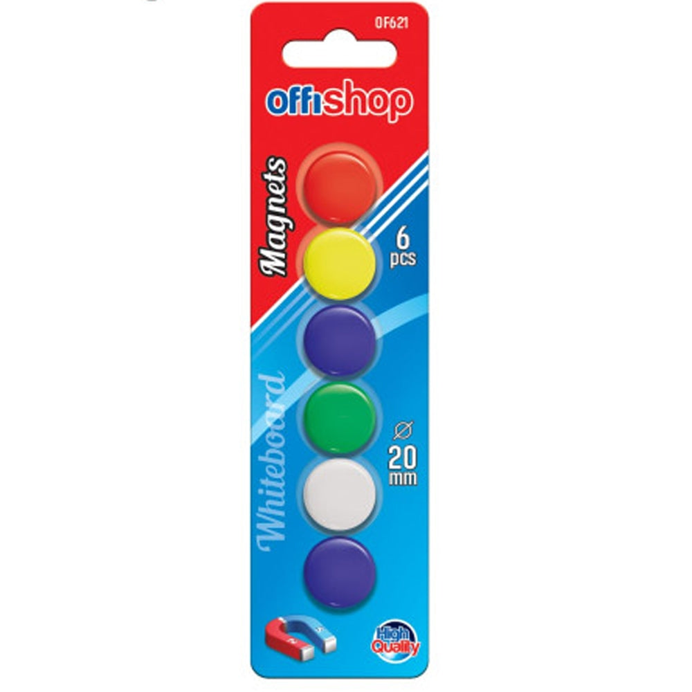 Magneti color, rotunzi, 20 mm, 6 buc/set - OFFISHOP