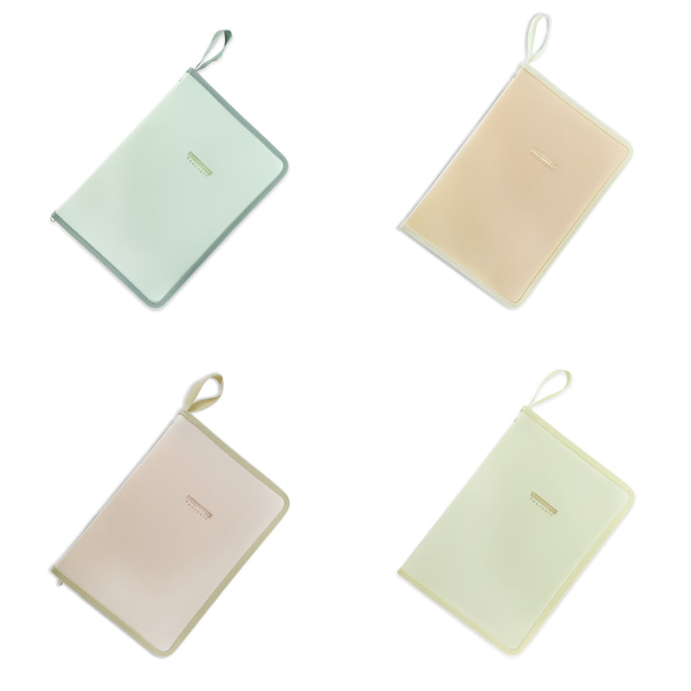Mapa A4, cu fermoar, material PP, culori pale - OFFISHOP