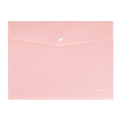 Mapa Plastic Cu Buton A4 Roz Pastel Deli