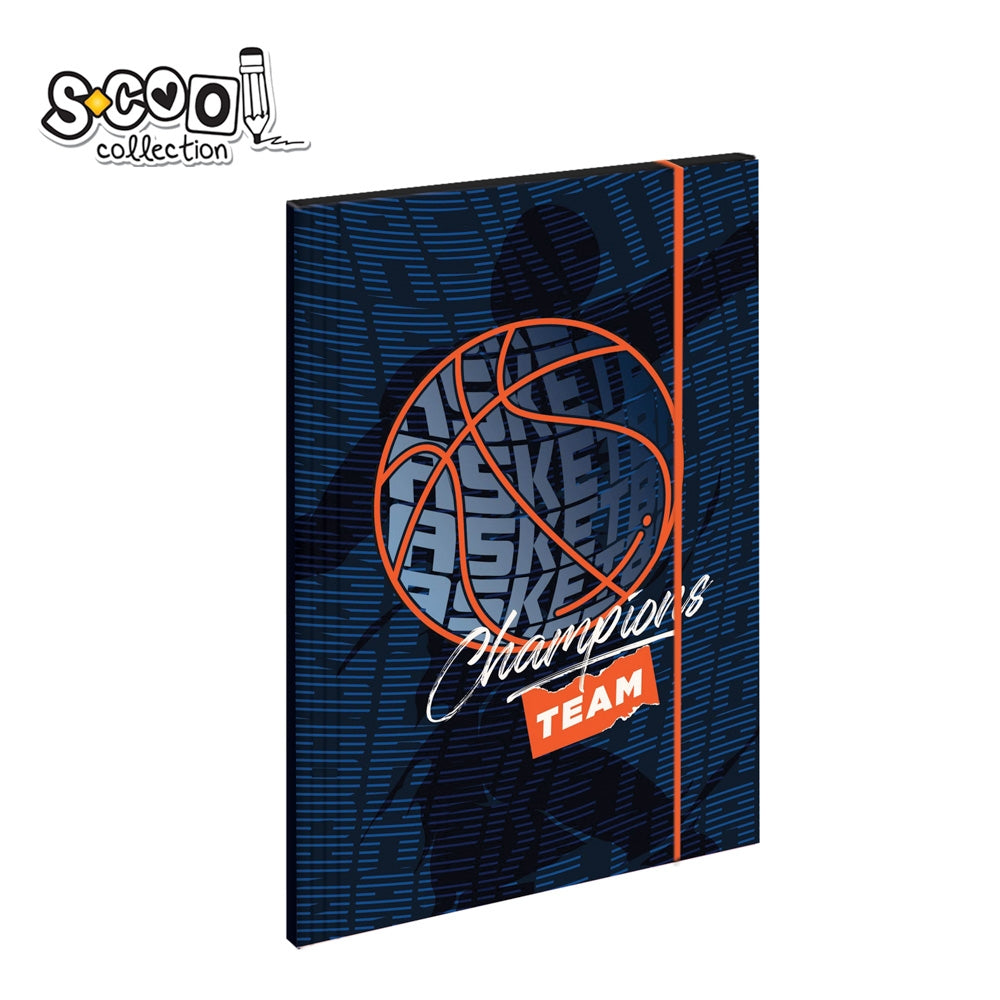Mapa premium, efect holografic, BASKETBALL, inchidere cu elastic 23.5x31.5 cm - S-COOL