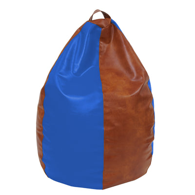 Fotolii Puf Mara - Imitatie Piele - Coniac/Albastru