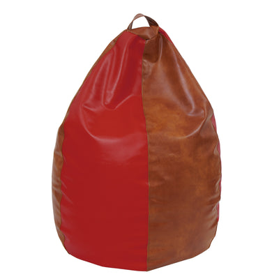 Fotolii Puf Mara - Imitatie Piele - Coniac/Rosu