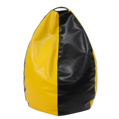 Fotolii Puf Mara - Imitatie Piele - Negru/Galben